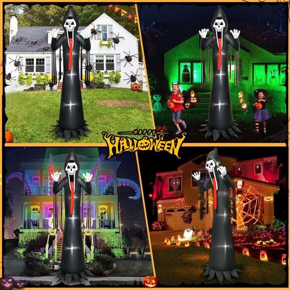 10 FT Halloween Inflatable Grim Reaper Decoration with Led Light Scary Halloween - Picture 2 of 6